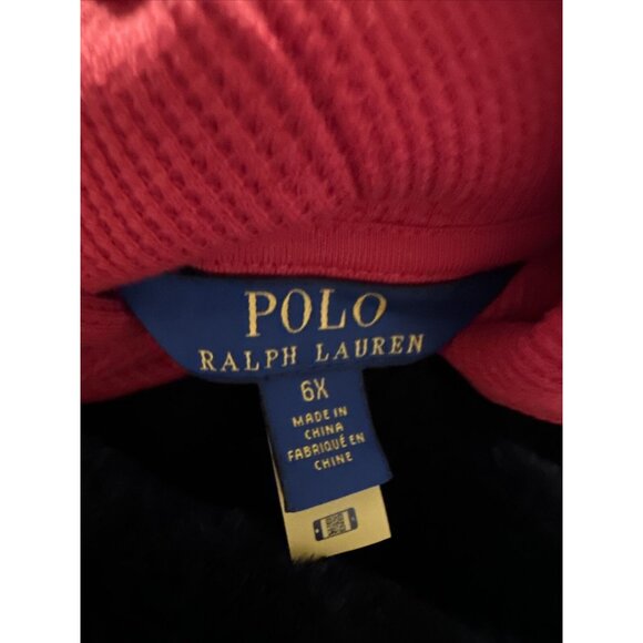 NEW-6X Girls Polo-Ralph Lauren Fair Isle Waffle-Knit Hooded Red Christmas Dress - Picture 9 of 9